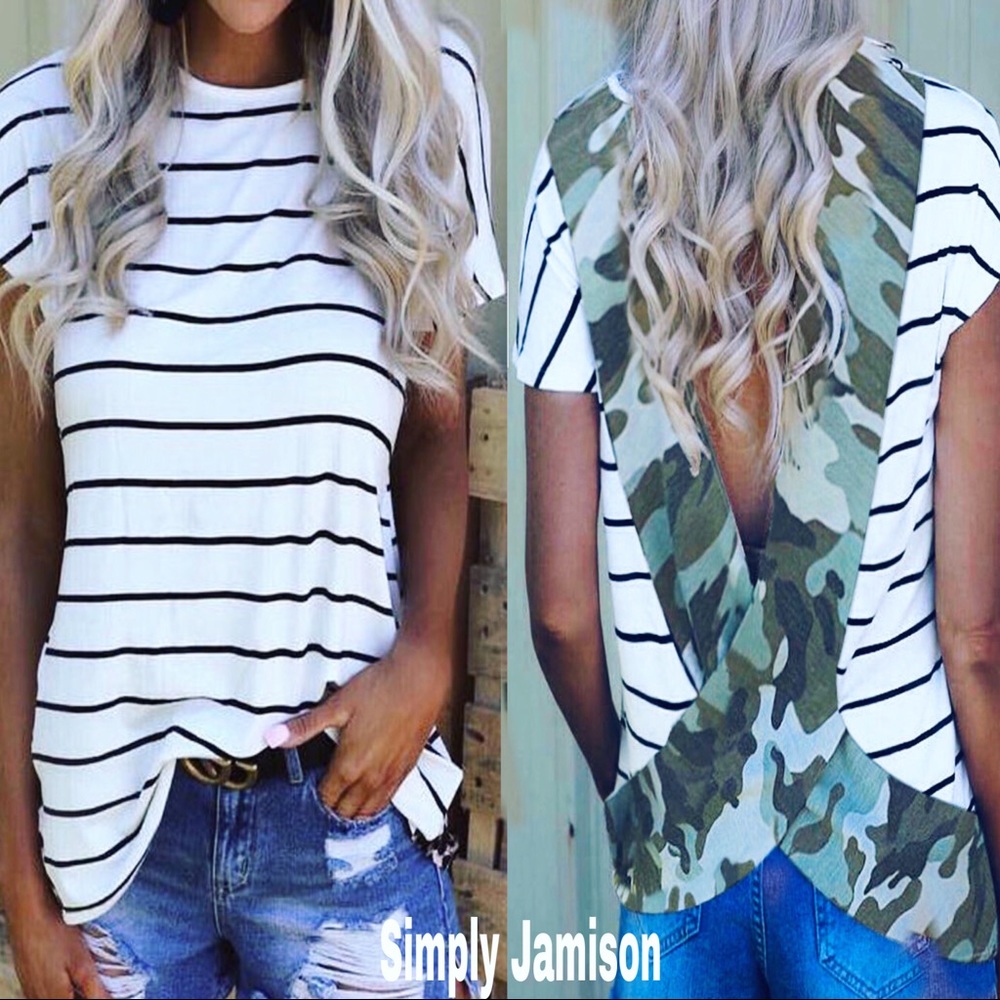 Last one! Camo cutie open back top